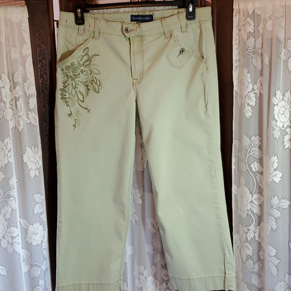 Sea Foam Green Capri with Cute Detailing
